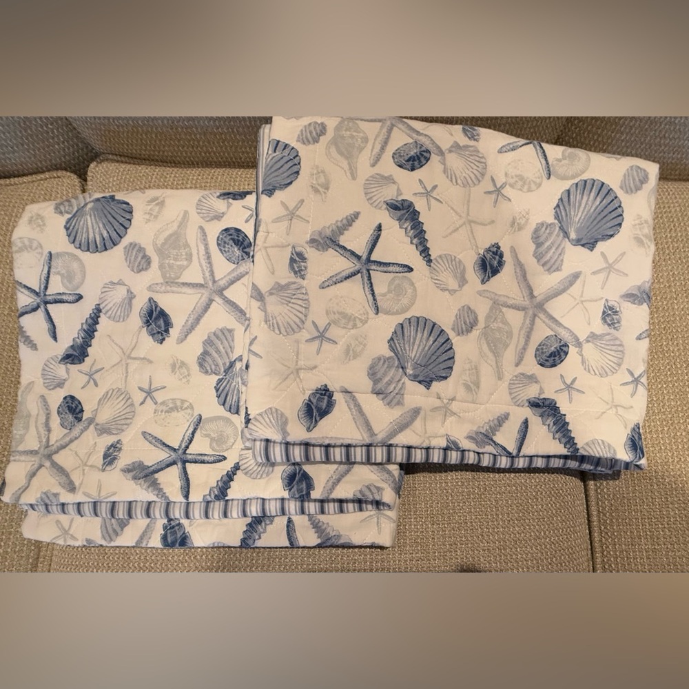 Laura Ashley Pillow Shams Shells & Striped Textile 21 X 27